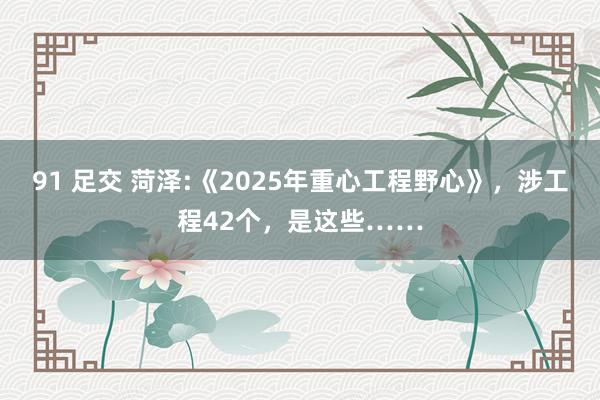 91 足交 菏泽:《2025年重心工程野心》，涉工程42个，是这些……