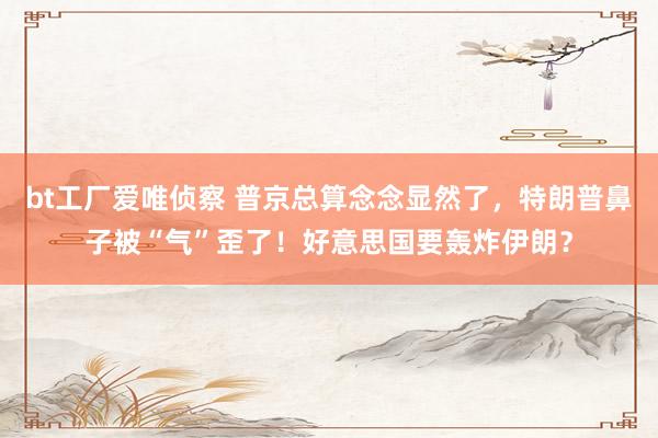 bt工厂爱唯侦察 普京总算念念显然了，特朗普鼻子被“气”歪了！好意思国要轰炸伊朗？