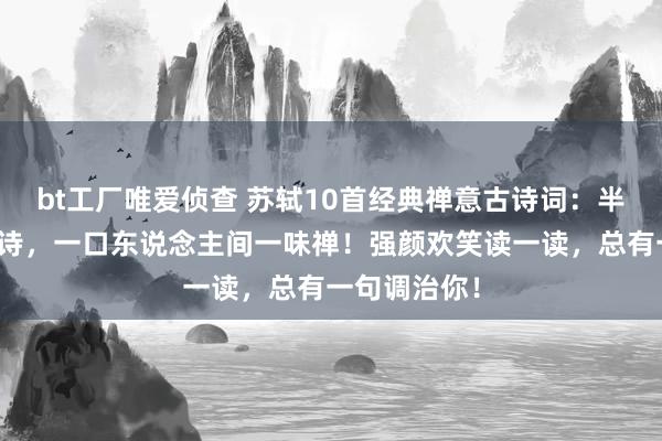 bt工厂唯爱侦查 苏轼10首经典禅意古诗词：半生颠沛半生诗，一口东说念主间一味禅！强颜欢笑读一读，总有一句调治你！
